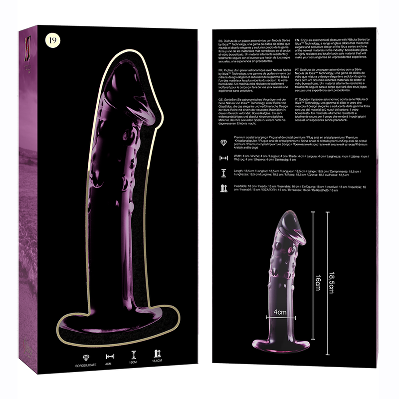 SERIE NEBULA BY IBIZA - MODELLO 19 DILDO VETRO BOROSILICATO TRASPARENTE 18,5 CM -O- 4 CM