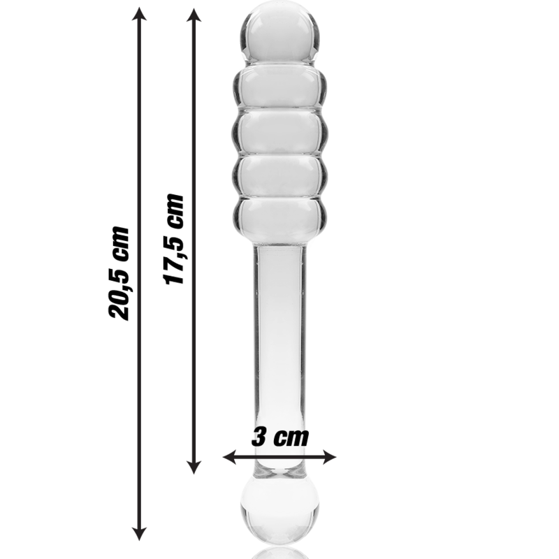 SERIE NEBULA BY IBIZA - MODELLO 20 DILDO VETRO BOROSILICATO TRASPARENTE 20,5 CM -O- 3 CM