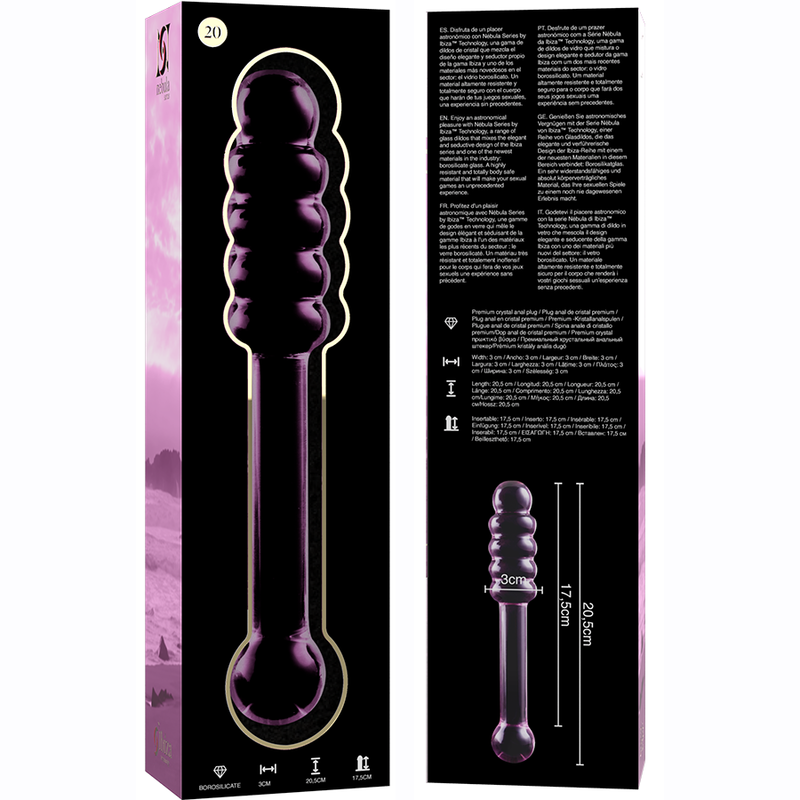 NEBULA SERIE VON IBIZA - MODELL 20 DILDO BOROSILIKATGLAS KLAR 20,5 CM -O- 3 CM