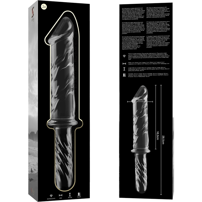 NEBULA SERIE VON IBIZA - MODELL 24 DILDO BOROSILIKATGLAS KLAR 28,5 CM -O- 5 CM