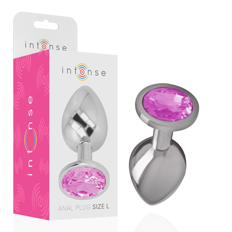 INTENSE - PLUG ANALE IN METALLO ALLUMINIO CON CRISTALLO ROSA TAGLIA L