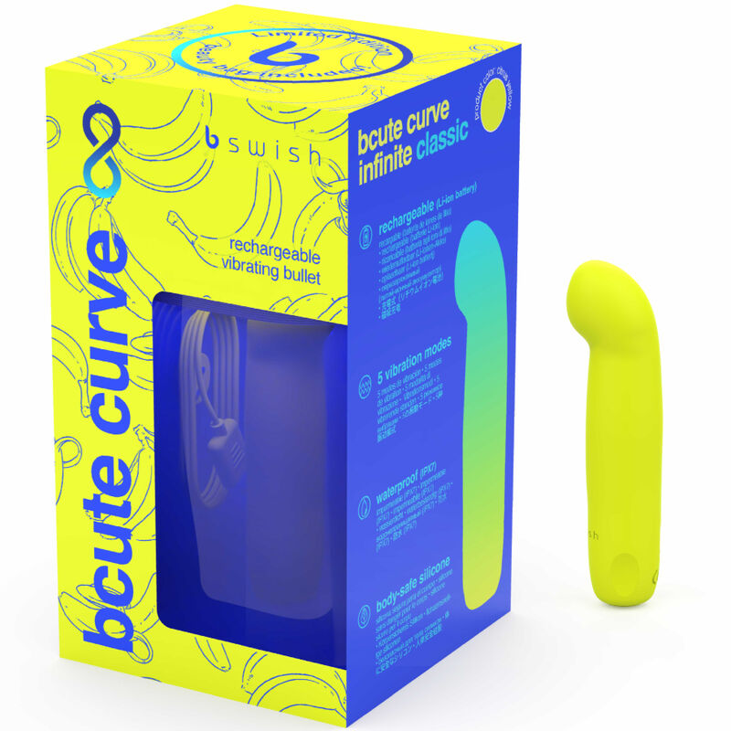 B SWISH - BCUTE CURVE INFINITE CLASSIC LIMITED EDITION RECHARGEABLE SILICONE VIBRATOR YELLOW