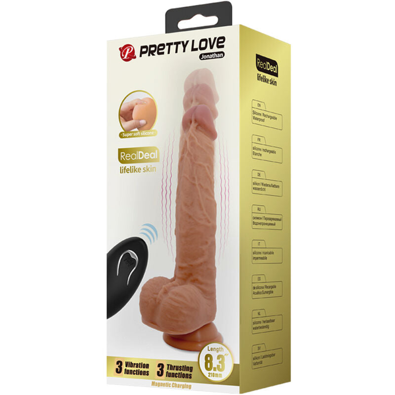 PRETTY LOVE - JONATHAN DILDO SILICONE 3 VIBRAZIONI + 3 MISURE DI INSERIMENTO TELECOMANDO 21 CM