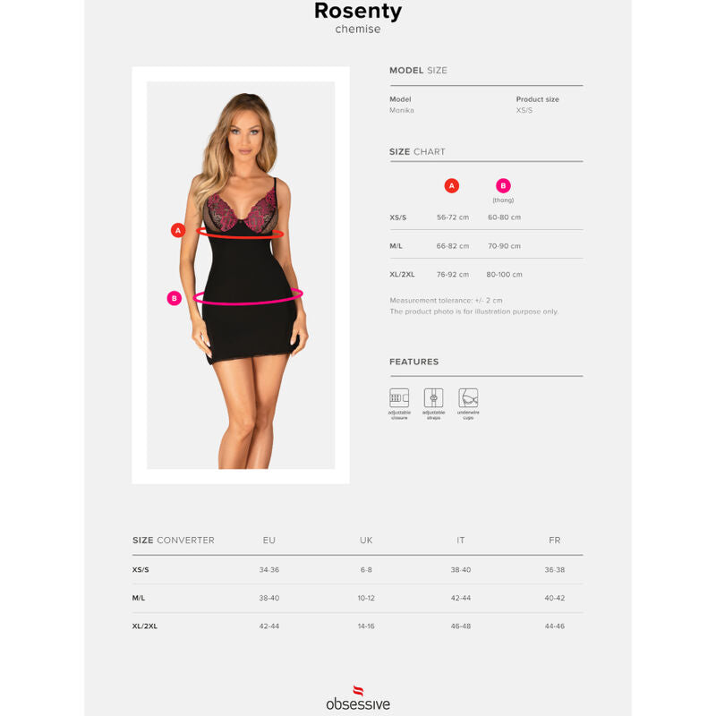 OBSESSIVE - ROSENTY CHEMISE &amp; TANGA XS/S