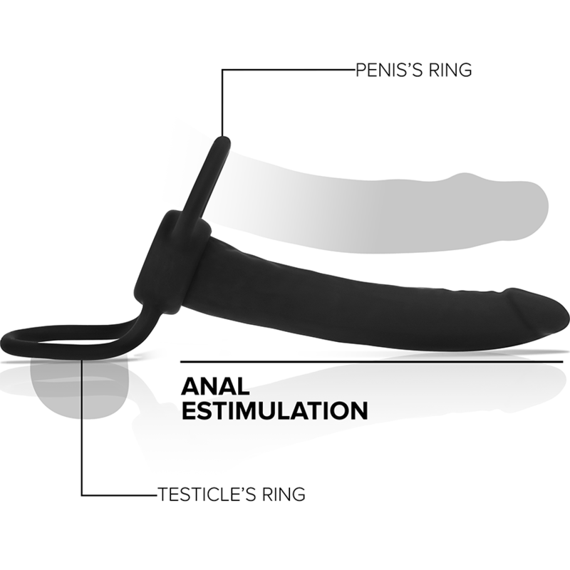 MYTHOLOGY - COBI ONYX ANAL DILDO WITH COCK AND TESTICLE RING 13 SILICONE CM