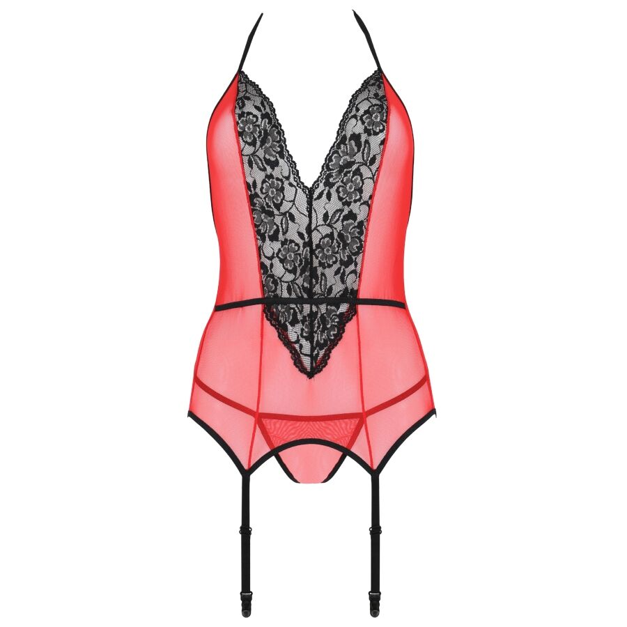 PASSION - CORSETTO PEONIA LINEA EROTICA ROSSO S/M