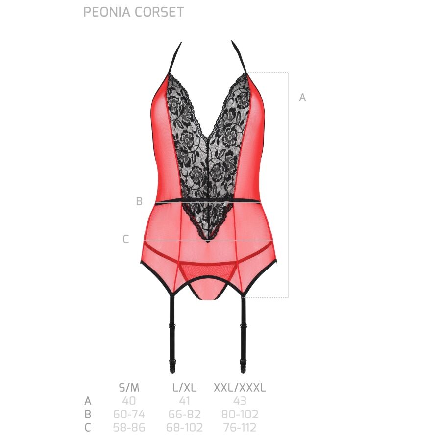 PASSION - PEONIA CORSET EROTIC LINE RED S/M