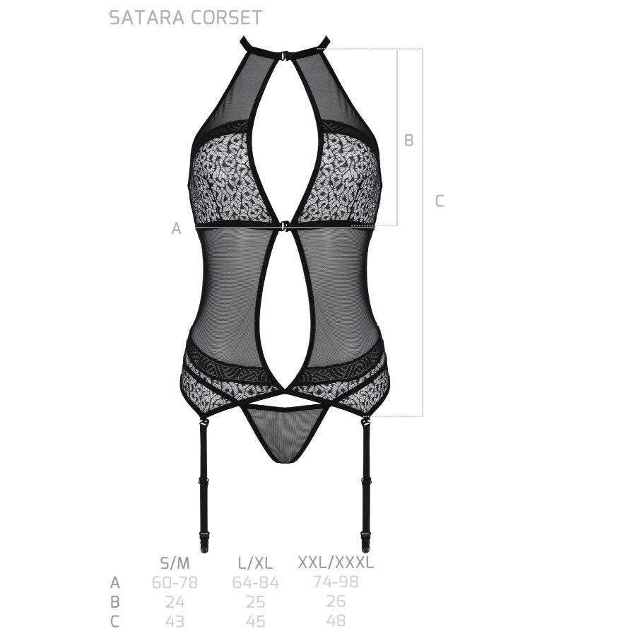 PASSION - SATARA KORSETT EROTIC LINE SCHWARZ S/M