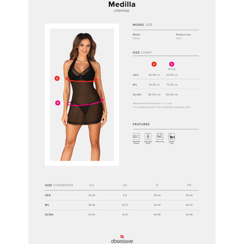 OBSESSIVE - MEDILLA CHEMISE E PERIZOMA XS/S