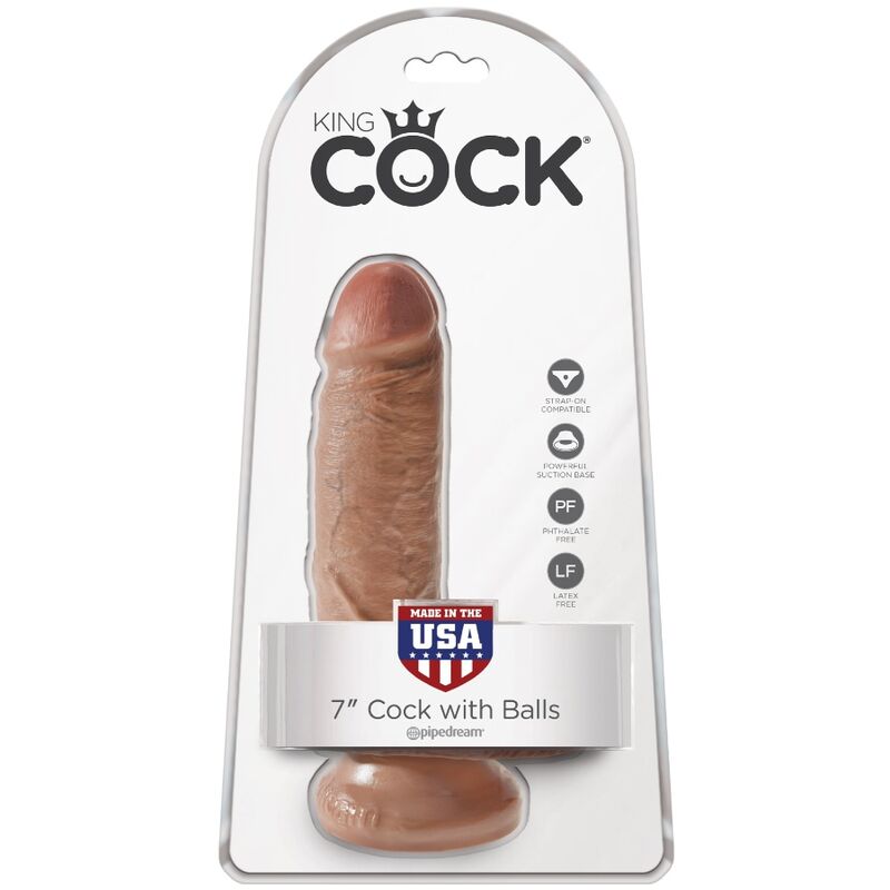 KING COCK - PENE REALISTICO CON PALLE 13,2 CM CARAMELLO