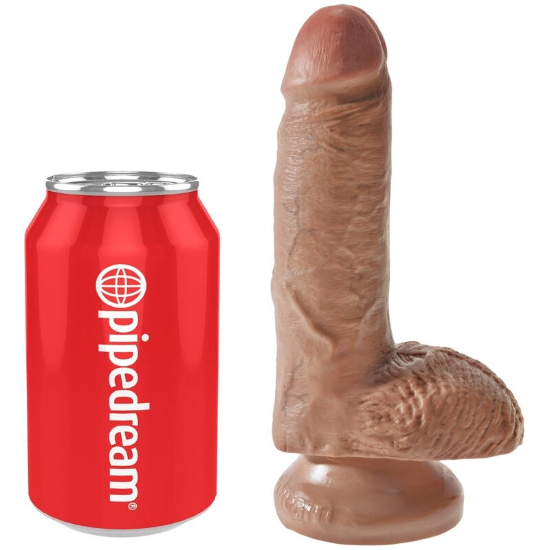 KING COCK - PENE REALISTICO CON PALLE 13,2 CM CARAMELLO