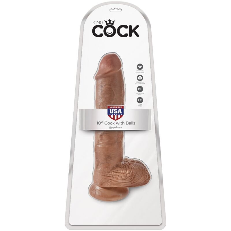 KING COCK - PENE REALISTICO CON PALLE 19,8 CM CARAMELLO