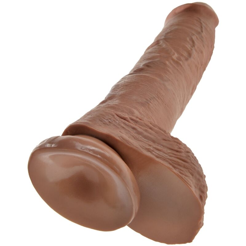 KING COCK - PENE REALISTICO CON PALLE 19,8 CM CARAMELLO