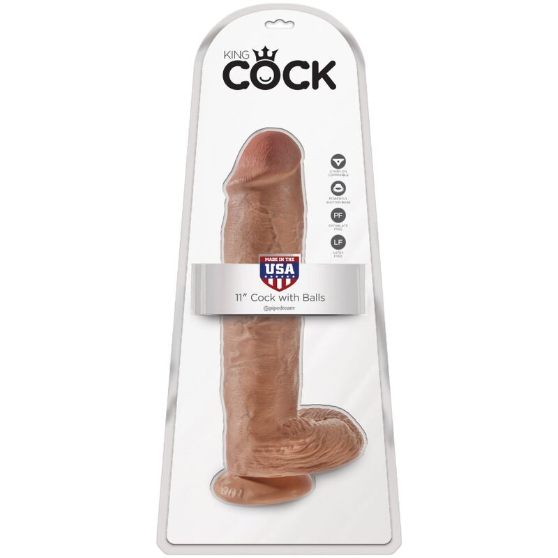 KING COCK - PENE REALISTICO CON PALLE 22,6 CM CARAMELLO