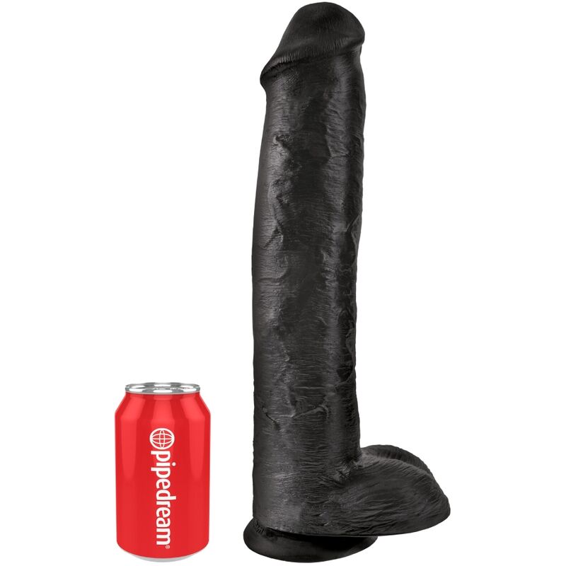 KING COCK - PENE REALISTICO CON PALLE 34,2 CM NERO