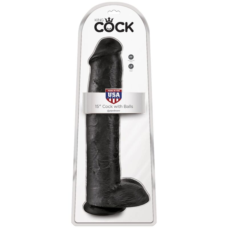 KING COCK - PENE REALISTICO CON PALLE 34,2 CM NERO