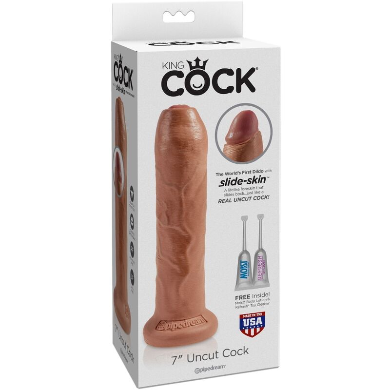 KING COCK - UNBESCHNITTENER REALISTISCHER PENIS 17,8 CM KARAMELL