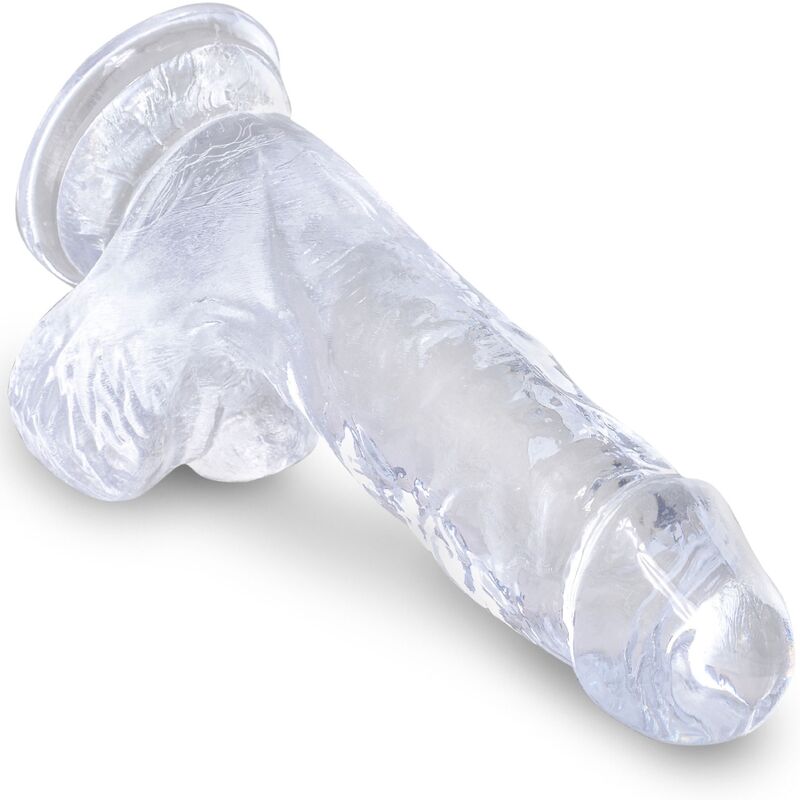 KING COCK - PENE REALISTICO TRASPARENTE CON PALLE 10,1 CM TRASPARENTE