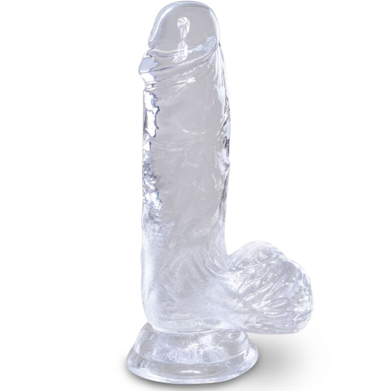 KING COCK - PENE REALISTICO TRASPARENTE CON PALLE 10,1 CM TRASPARENTE