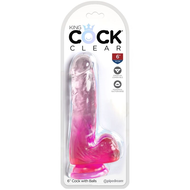 KING COCK - KLARER REALISTISCHER PENIS MIT HODEN 13,5 CM ROSA