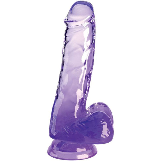 KING COCK - PENE REALISTICO TRASPARENTE CON PALLE 13,5 CM VIOLA