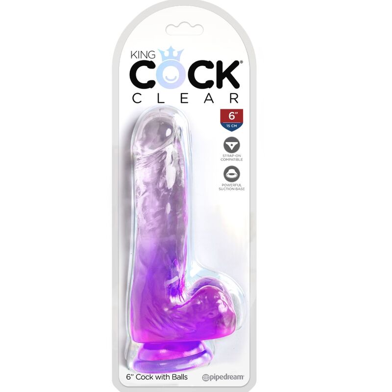 KING COCK - KLARER REALISTISCHER PENIS MIT HODEN 13,5 CM LILA