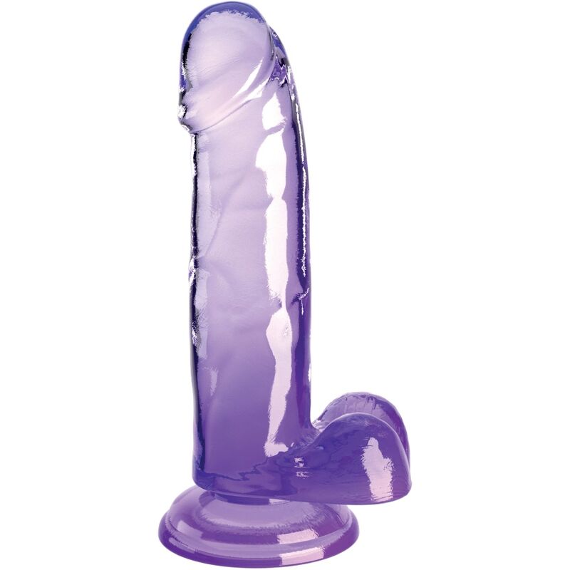 KING COCK - PENE REALISTICO TRASPARENTE CON PALLE 15,2 CM VIOLA