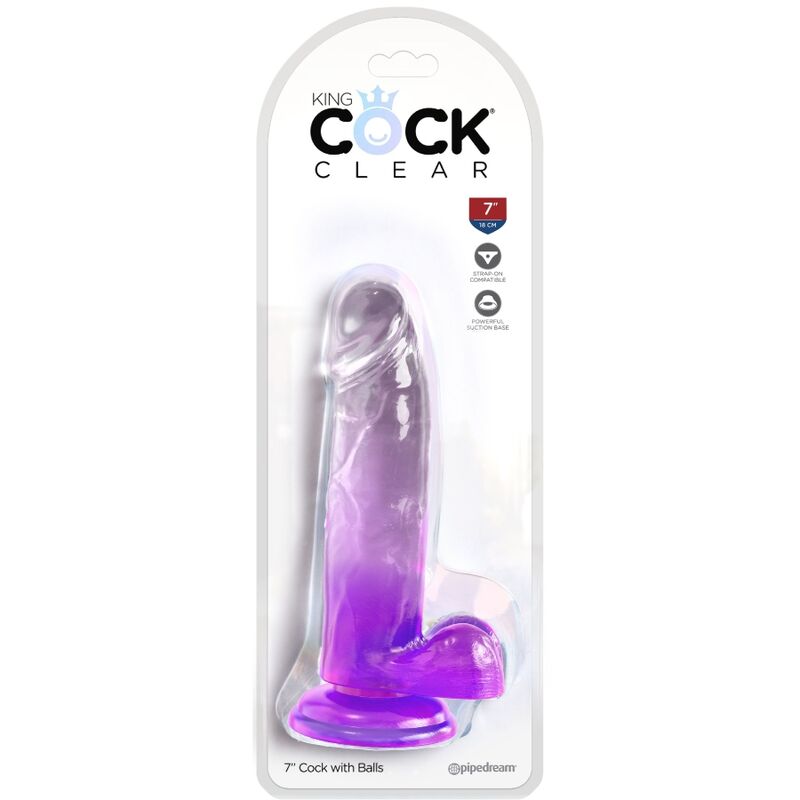 KING COCK - KLARER REALISTISCHER PENIS MIT HODEN 15,2 CM LILA