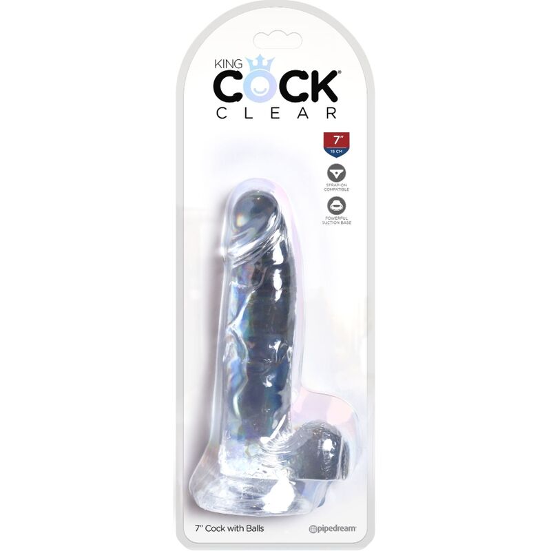 KING COCK - PENE REALISTICO TRASPARENTE CON PALLE 15,2 CM TRASPARENTE