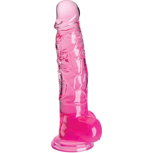 KING COCK - PENE REALISTICO TRASPARENTE CON PALLE 16,5 CM ROSA