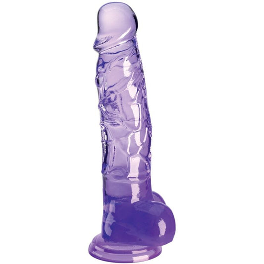 KING COCK - PENE REALISTICO TRASPARENTE CON PALLE 16,5 CM VIOLA