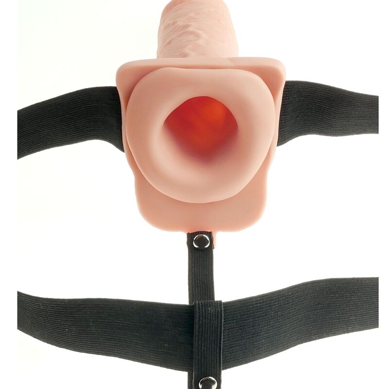 SERIE FETISH FANTASY - IMBRACATURA REGOLABILE PENE REALISTICO CON PALLE RICARICABILE E VIBRATORE 28 CM