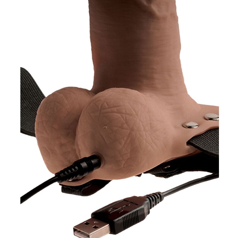 FETISH FANTASY SERIES - VERSTELLBARER HARNESS REALISTISCHER PENIS MIT WIEDERAUFLADBAREN HODEN UND VIBRATOR 15 CM