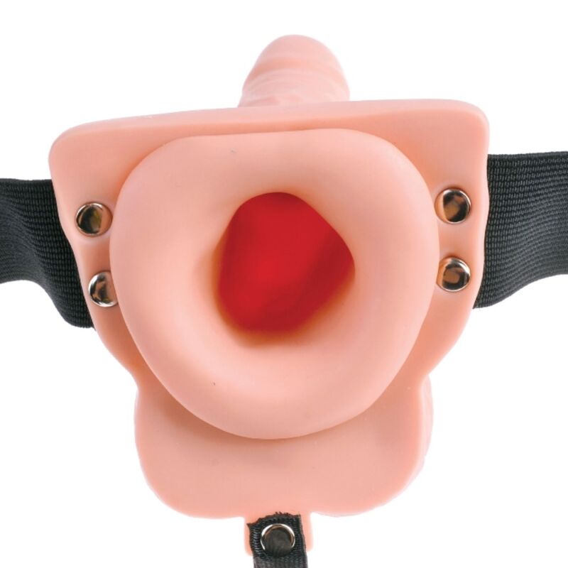 FETISH FANTASY SERIES - ADJUSTABLE HARNESS REMOTE CONTROL REALISTIC PENIS WITH RECHARGEABLE TESTICLES AND VIBRATOR 15 CM