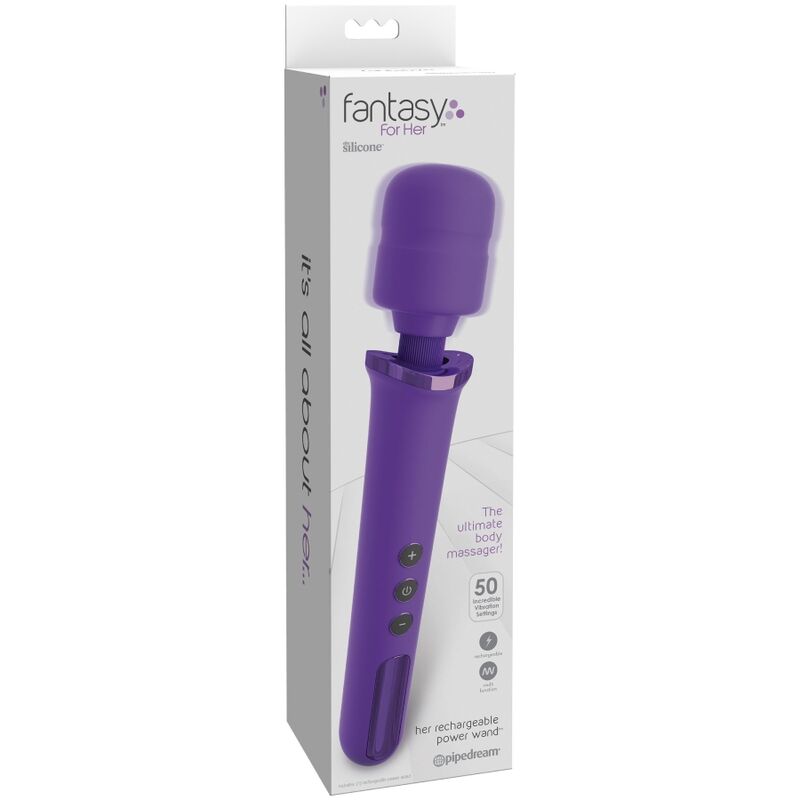 FANTASY FOR HER - MASSAGERSTAB FÜR SIE, WIEDERAUFLADBAR &amp; VIBRATOR, 50 STUFEN, VIOLETT