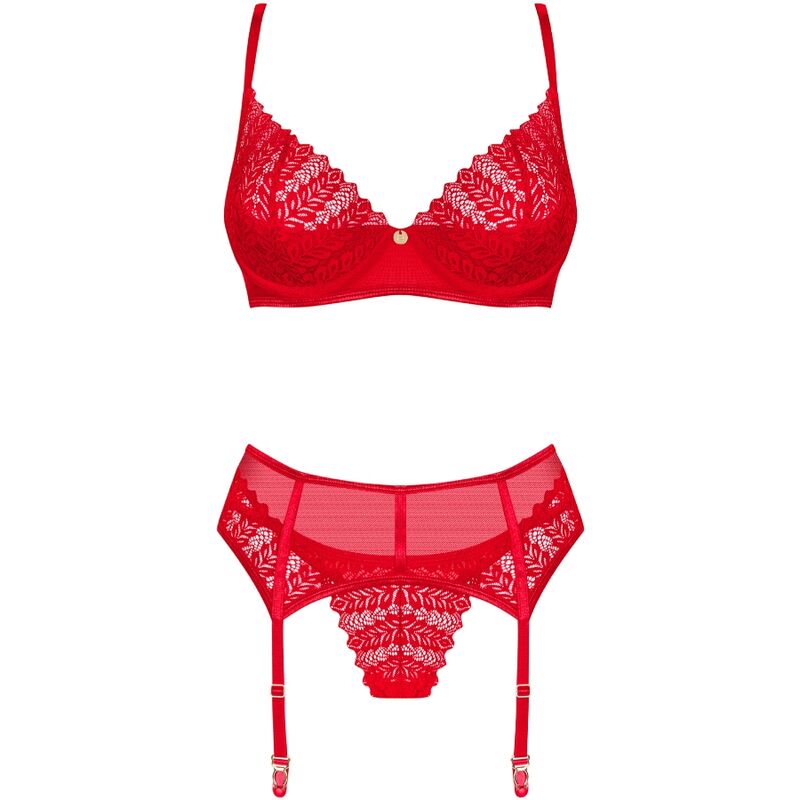 OBSESSIVE - INGRIDIA SET TWO PIECES CROTCHLESS RED XL/XXL