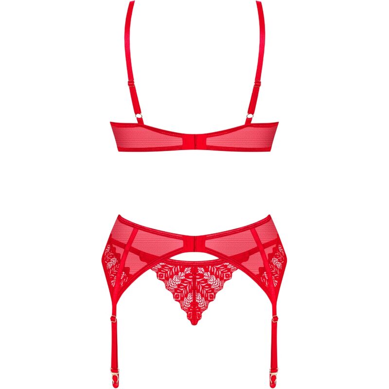 OBSESSIVE - INGRIDIA SET TWO PIECES CROTCHLESS RED XL/XXL