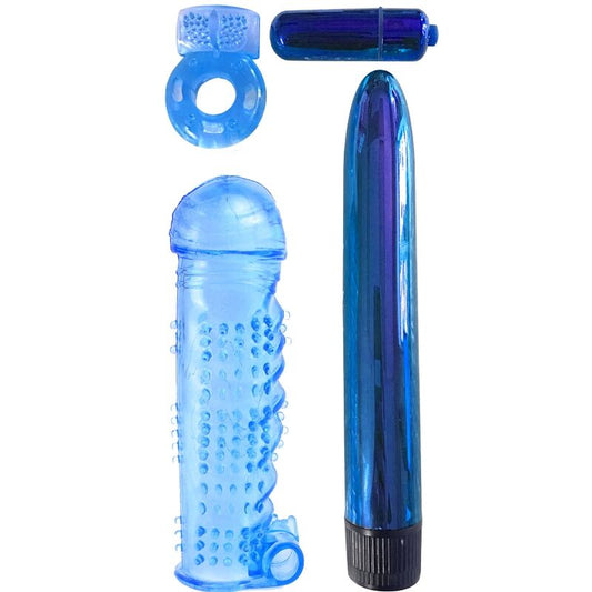 CLASSIX - KIT PER COPPIE CON ANELLO, FODERO E PALLINI BLU