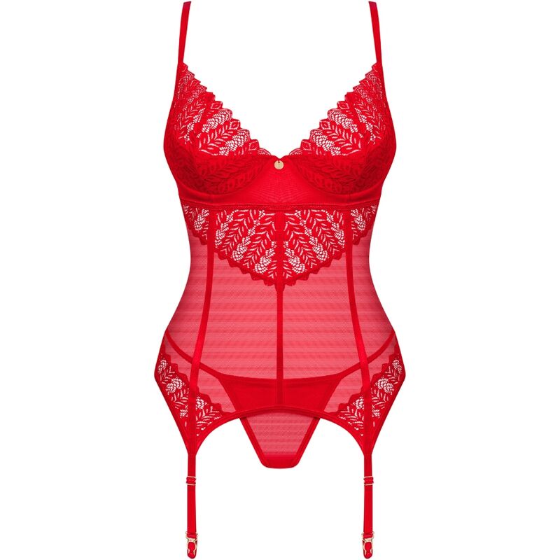 OBSESSIVE - INGRIDIA KORSETT &amp; TANGA ROT XS/S