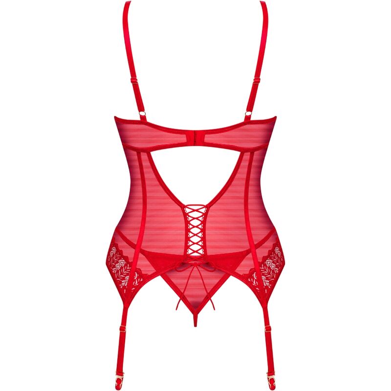 OBSESSIVE - INGRIDIA KORSETT &amp; TANGA ROT XS/S