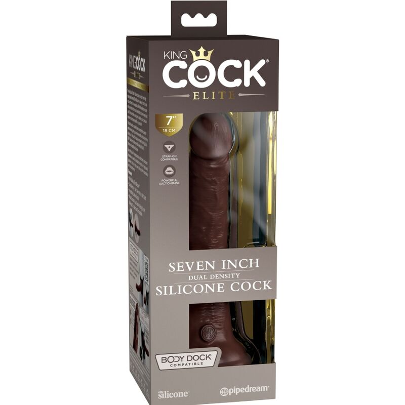 KING COCK - ELITE REALISTISCHER SILIKONDILDO 17,8 CM BRAUN