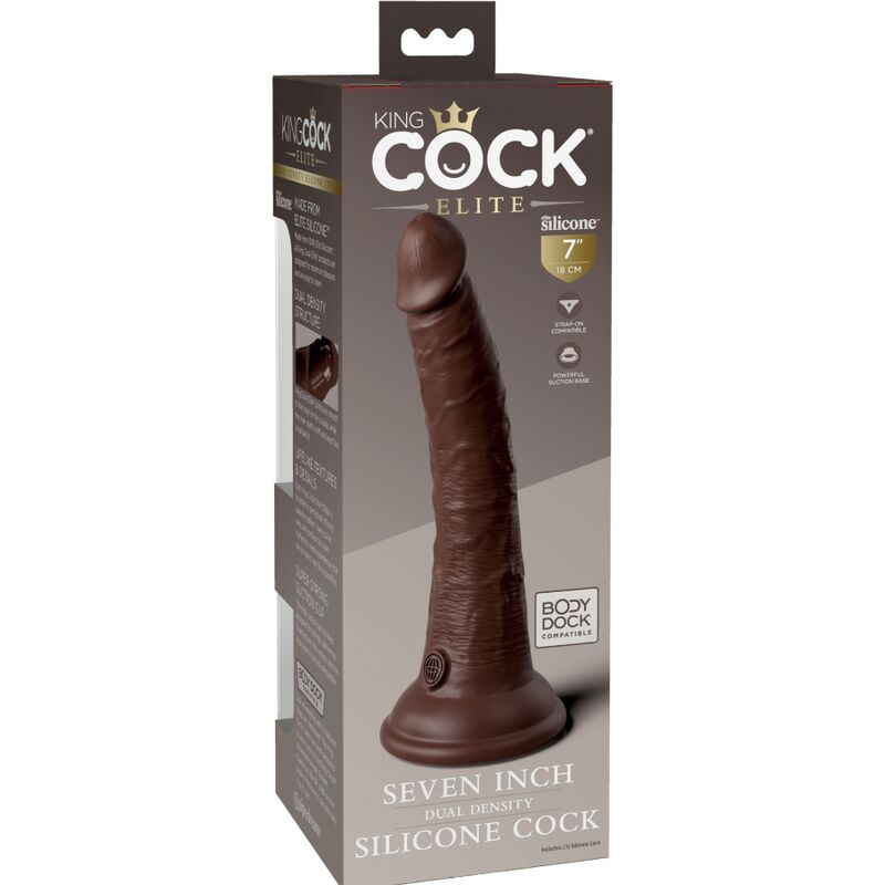 KING COCK - ELITE REALISTISCHER SILIKONDILDO 17,8 CM BRAUN