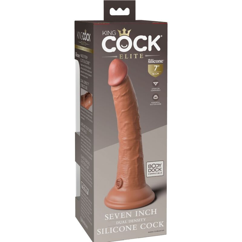 KING COCK - ELITE REALISTISCHER SILIKONDILDO 17,8 CM KARAMELL