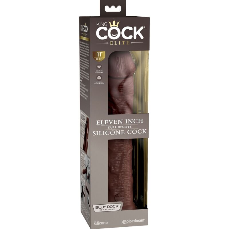 KING COCK - ELITE REALISTICO DILDO SILICONE 28 CM MARRONE