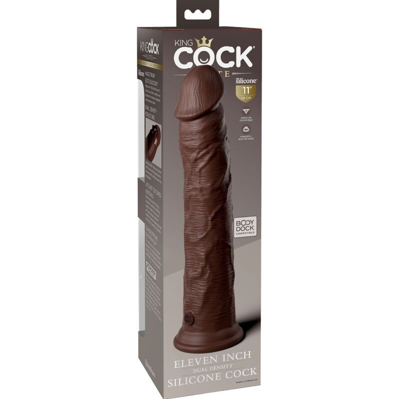 KING COCK - ELITE REALISTICO DILDO SILICONE 28 CM MARRONE