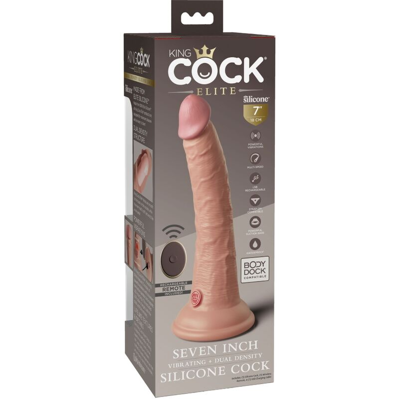 KING COCK - ELITE REALISTICO DILDO VIBRATORE E TELECOMANDO IN SILICONE 17,8 CM