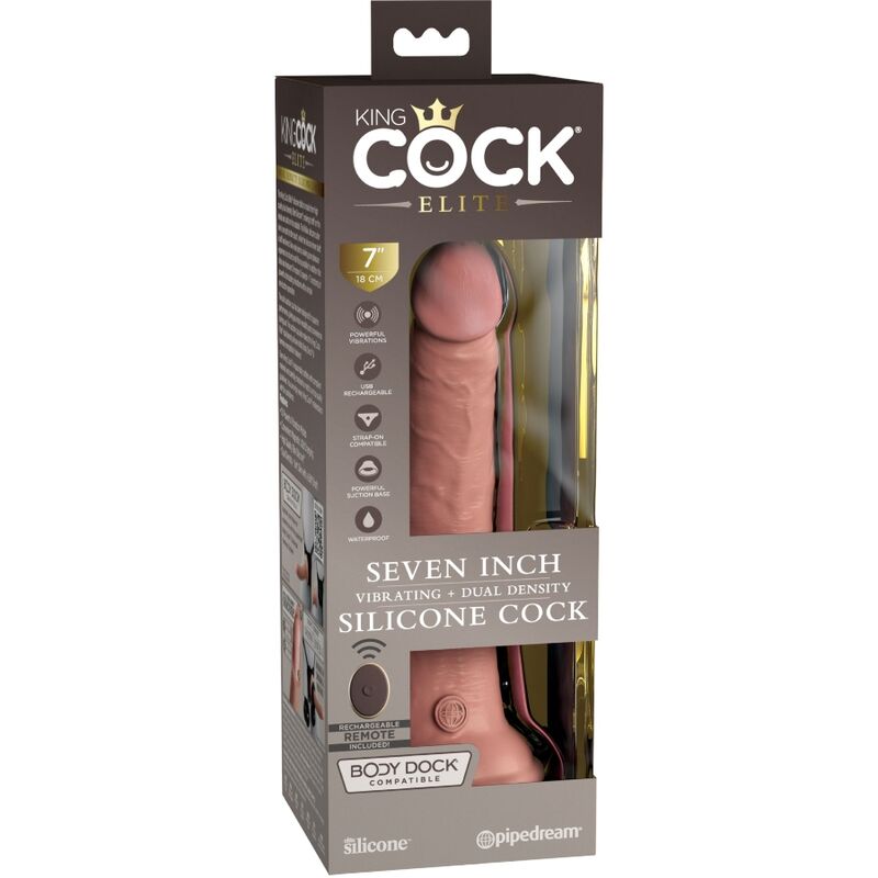 KING COCK - ELITE REALISTICO DILDO VIBRATORE E TELECOMANDO IN SILICONE 17,8 CM