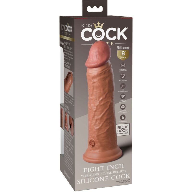 KING COCK - ELITE REALISTISCHER DILDO VIBRIEREND &amp; SILIKON 20,3 CM KARAMELL