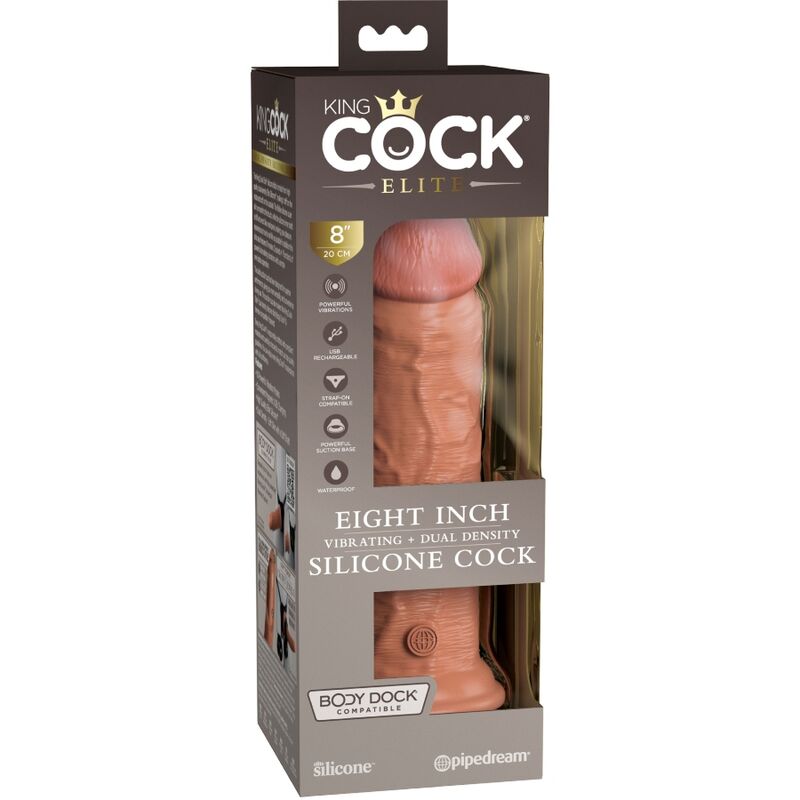 KING COCK - ELITE REALISTISCHER DILDO VIBRIEREND &amp; SILIKON 20,3 CM KARAMELL