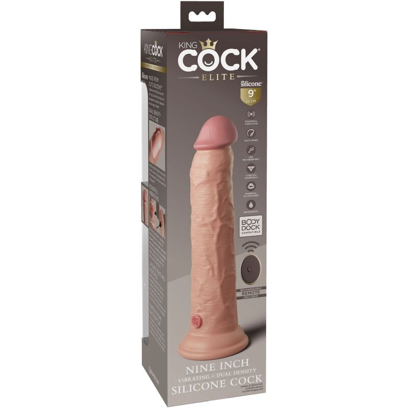 KING COCK - ELITE REALISTICO DILDO VIBRATORE E TELECOMANDO IN SILICONE 23 CM